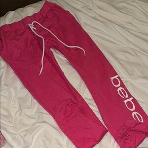 Bebe Pink Jogger Sweatpants Elastic Waist